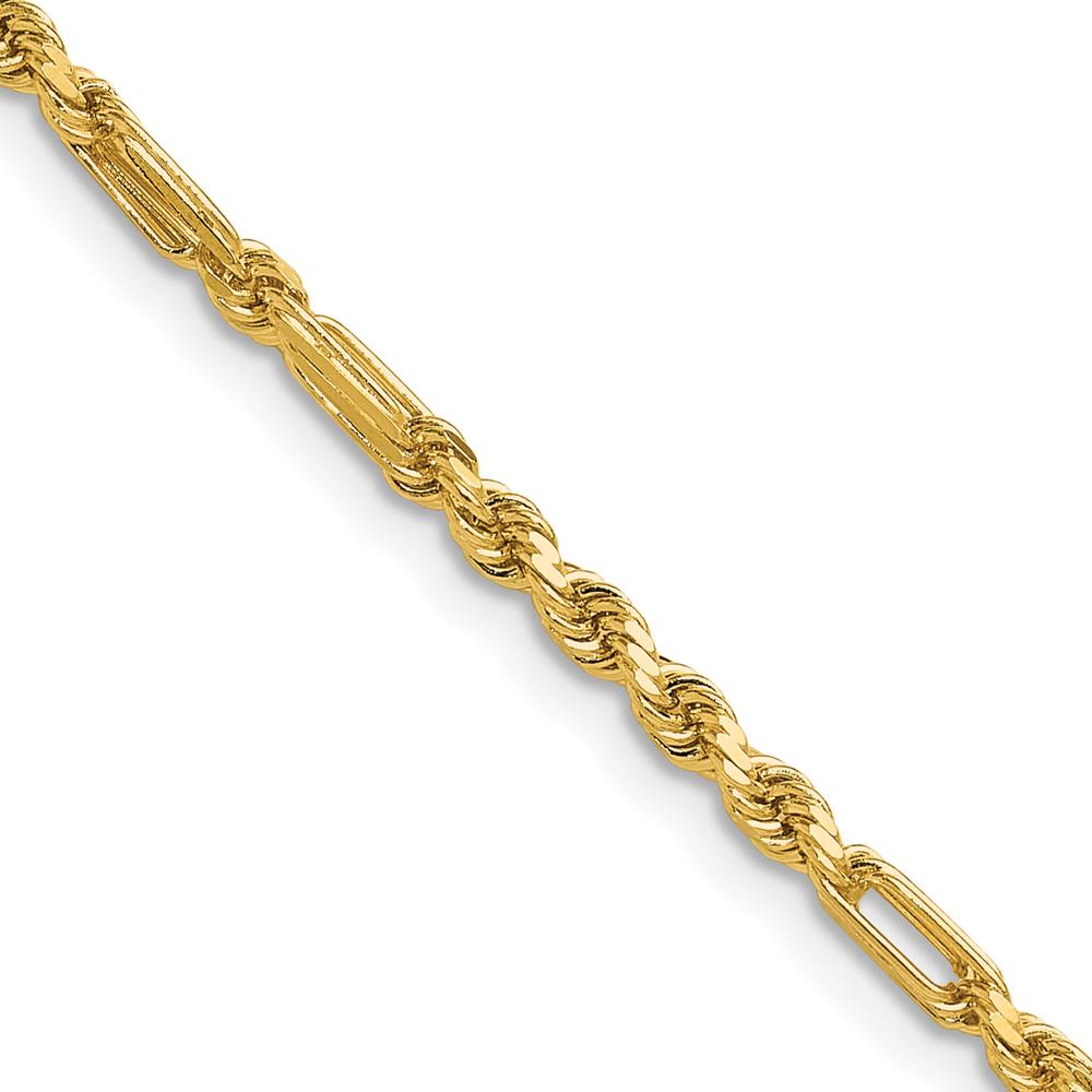 14K Yellow Gold 22" Diamond-Cut Milano Rope Chain - 2.75mm by Oro Pregiato