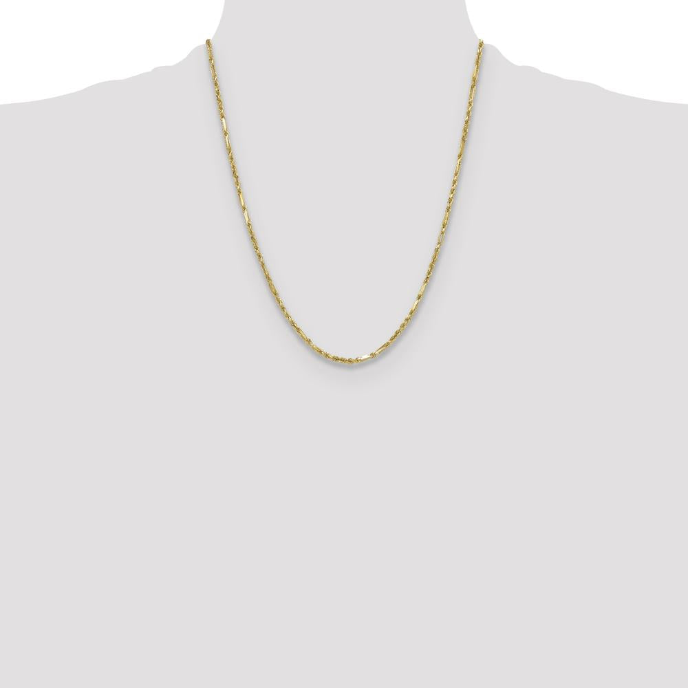 14K Yellow Gold 22" Diamond-Cut Milano Rope Chain - 2.75mm by Oro Pregiato