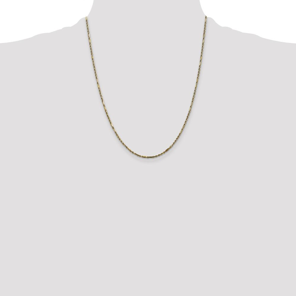 14K Yellow Gold 22" Diamond-Cut Milano Rope Chain Necklace with Lobster Clasp - 1.8mm by Oro Pregiato