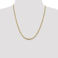 14K Yellow Gold 22" Diamond-Cut Open Link Cable Chain - 3.7mm Width by Oro Pregiato