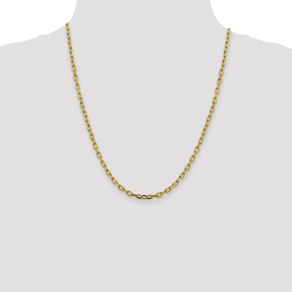 14K Yellow Gold 22" Diamond-Cut Open Link Cable Chain - 3.7mm Width by Oro Pregiato