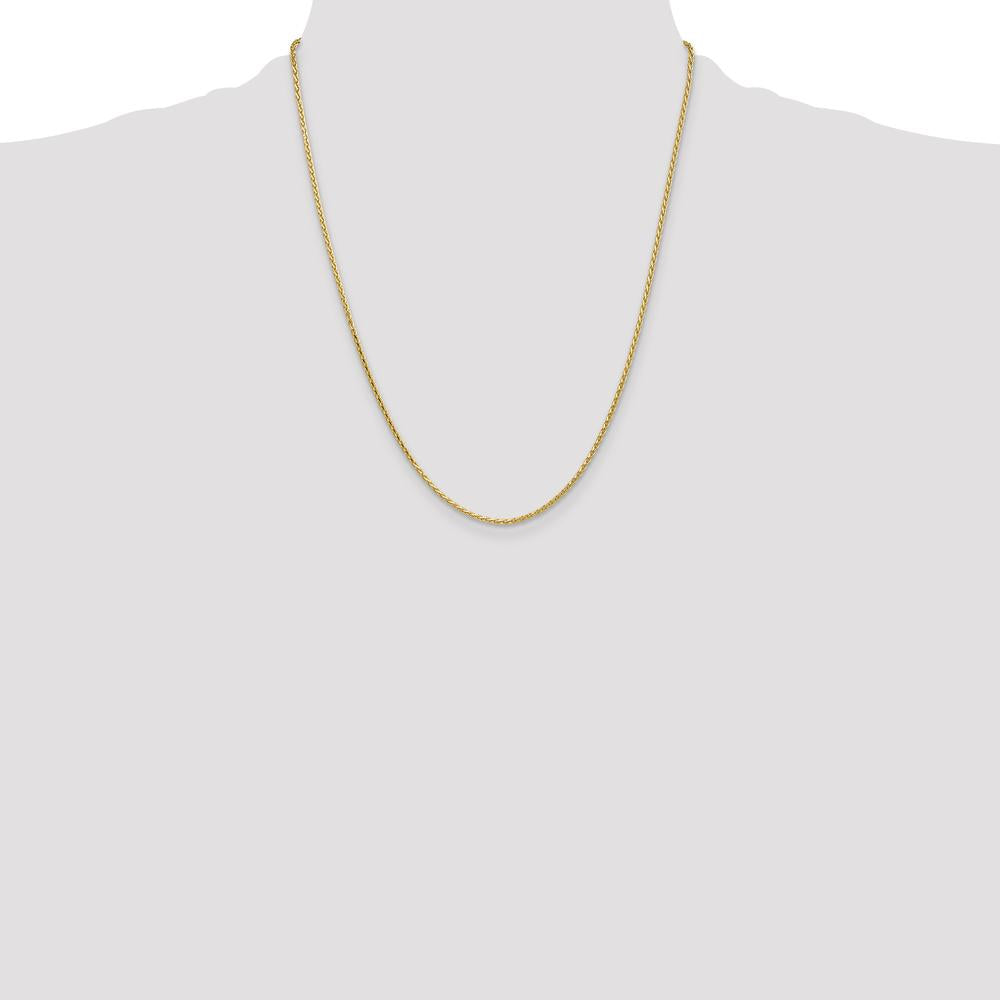 14K Yellow Gold 22" Diamond-Cut Parisian Wheat Chain - 1.9mm Width by Oro Pregiato