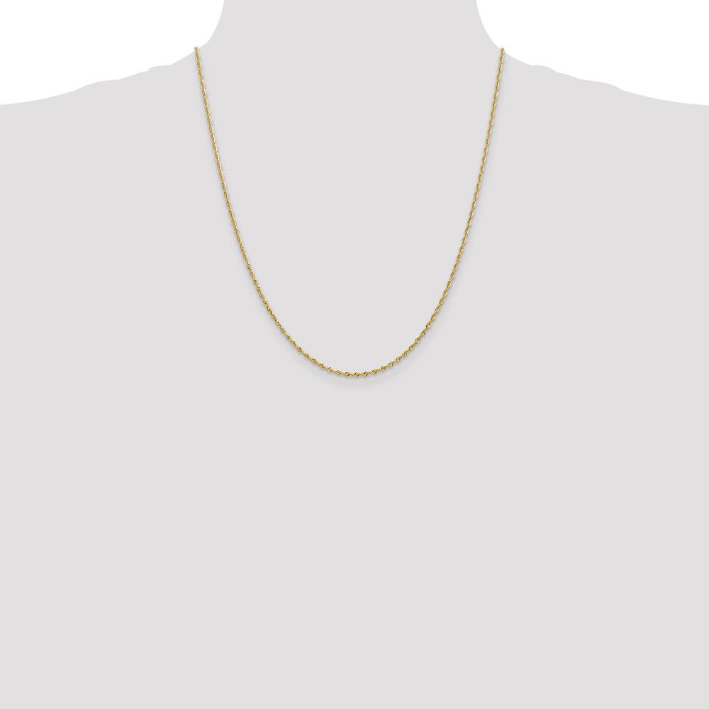 14K Yellow Gold 22" Diamond-Cut Rope Chain - 1.85mm Width by Oro Pregiato