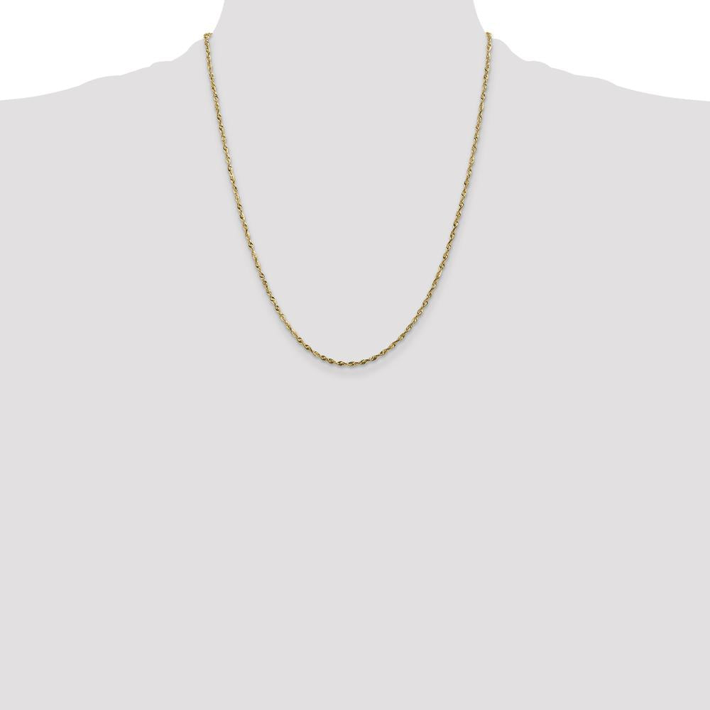 14K Yellow Gold 22" Diamond-cut Rope Chain - 1.8mm Width by Oro Pregiato