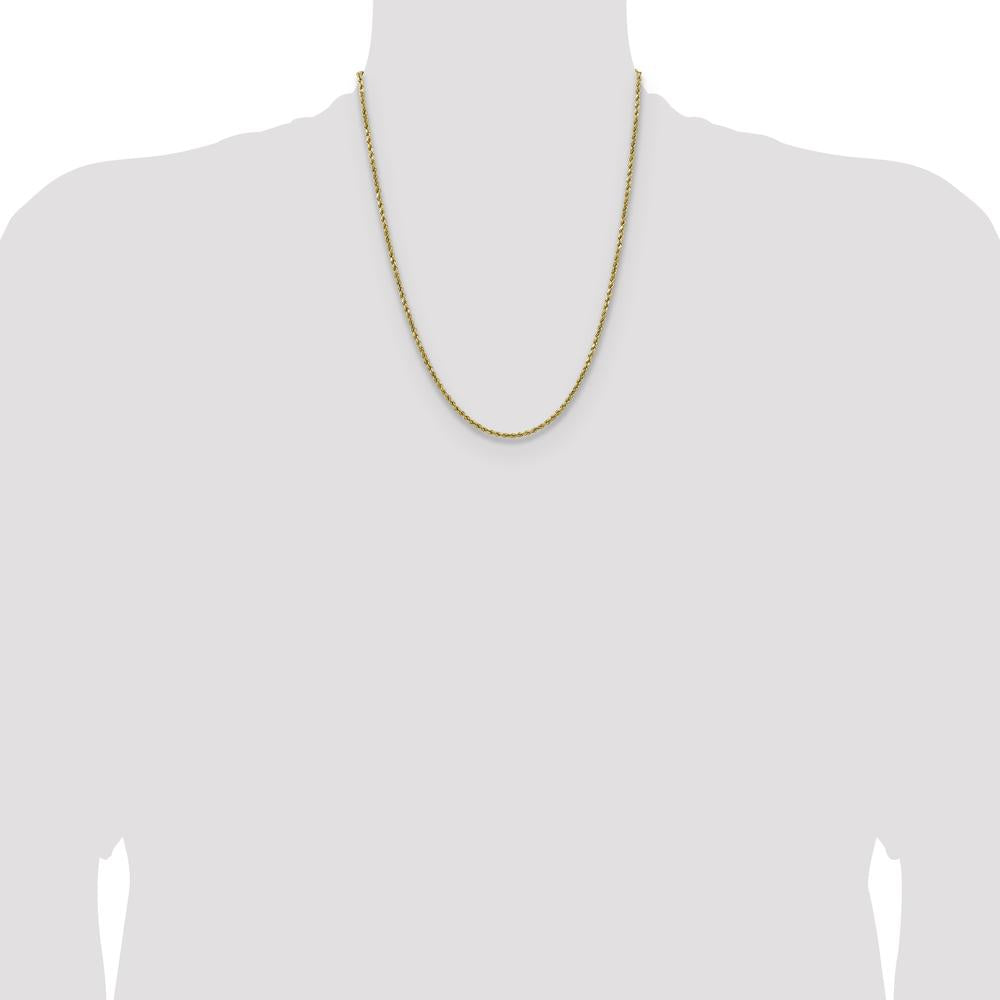 14K Yellow Gold 22" Diamond-Cut Rope Chain - 2.5mm Width by Oro Pregiato