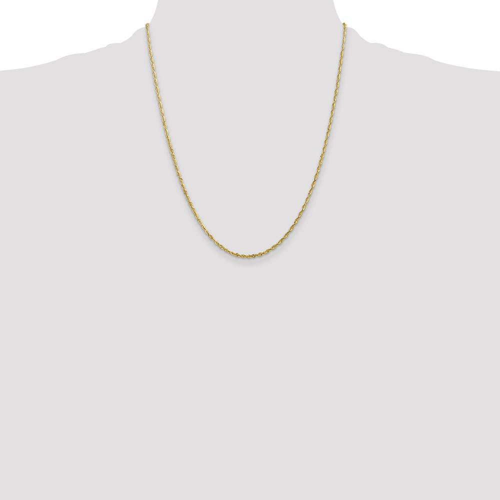 14K Yellow Gold 22" Diamond-Cut Rope Chain - 2mm Width with Lobster Clasp by Oro Pregiato