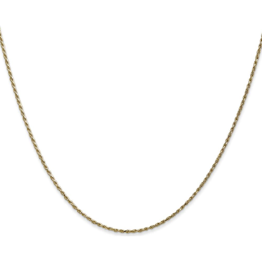 14K Yellow Gold 22" Diamond-Cut Rope Chain Necklace - 1.15mm Solid with Lobster Clasp
