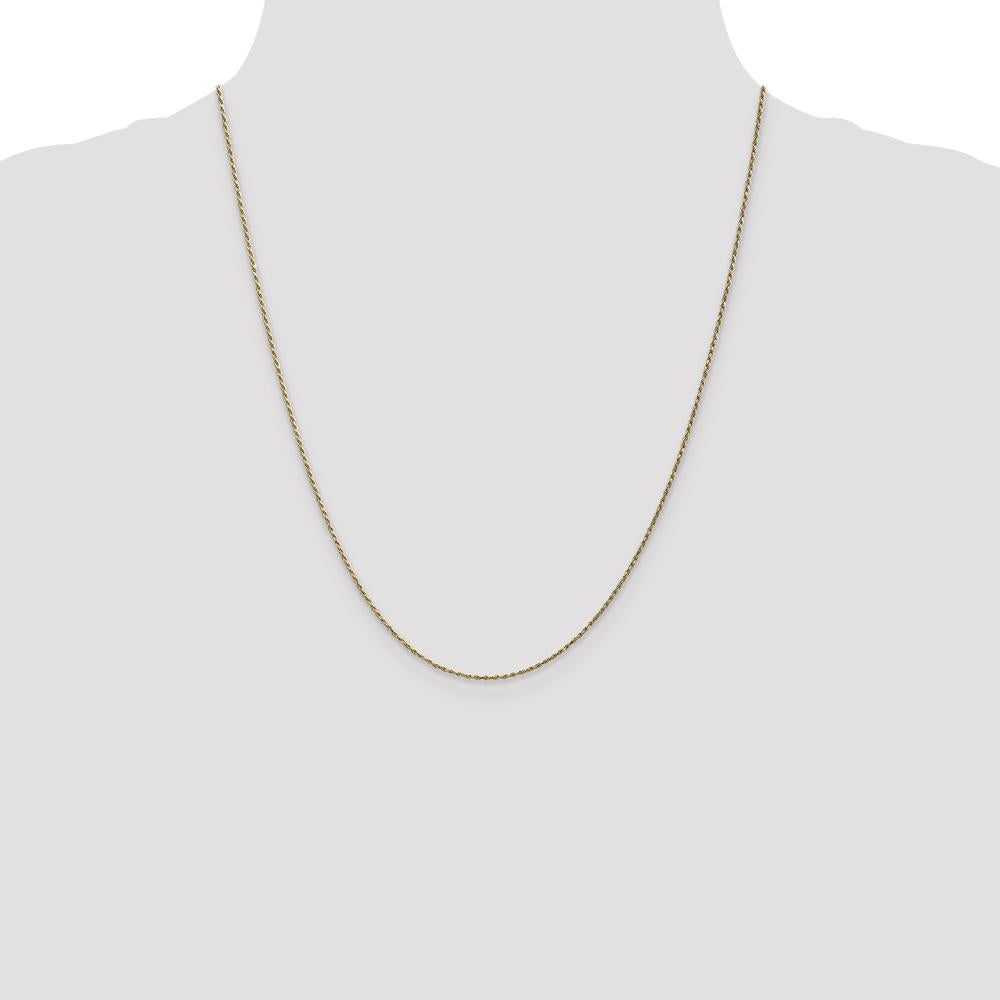14K Yellow Gold 22" Diamond-Cut Rope Chain Necklace - 1.15mm Solid with Lobster Clasp