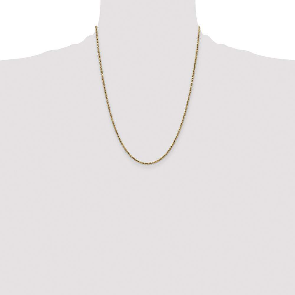 14K Yellow Gold 22" Diamond-Cut Rope Chain Necklace - 2.25mm Width by Oro Pregiato