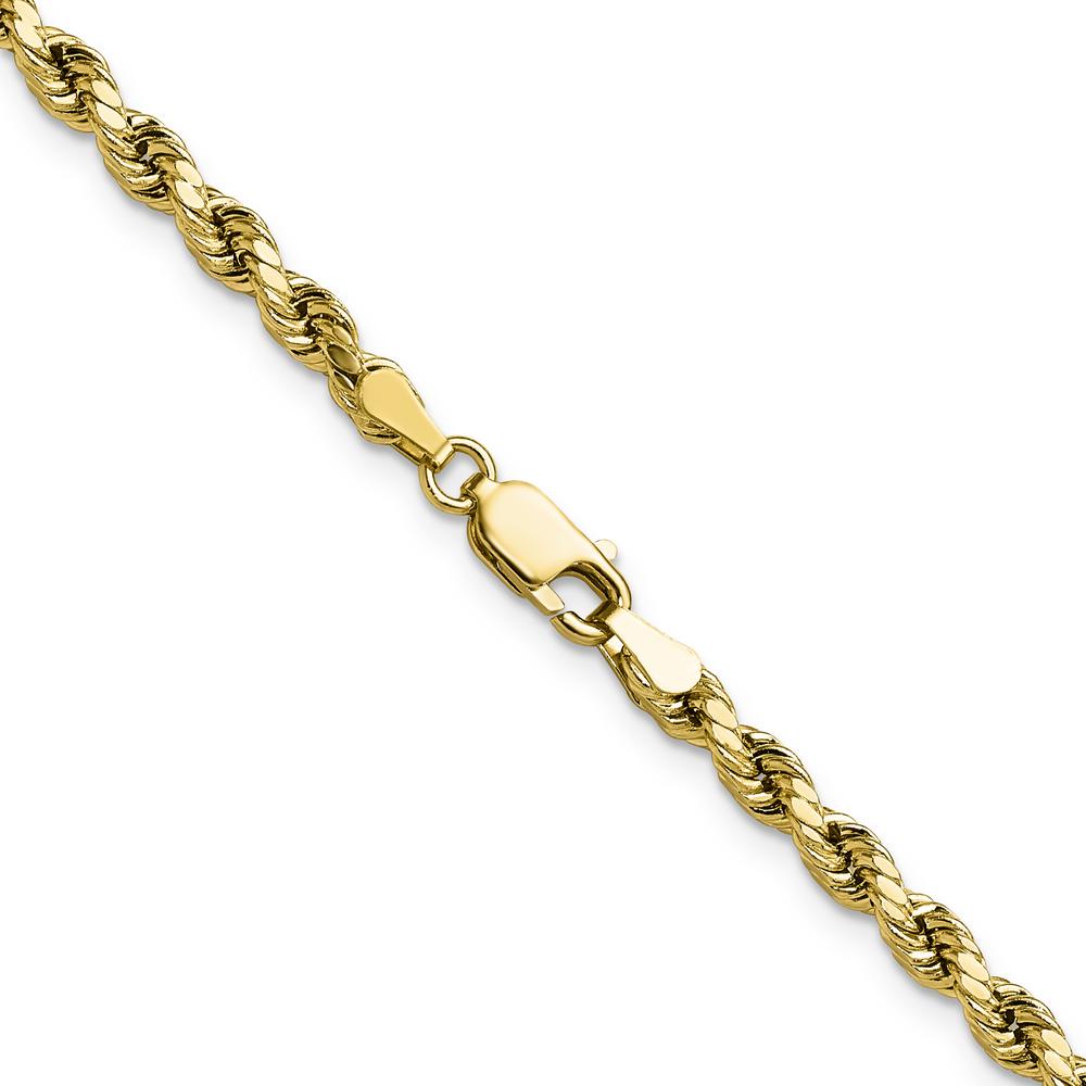 14K Yellow Gold 22" Diamond-Cut Rope Chain Necklace - 3.5mm Width by Oro Pregiato