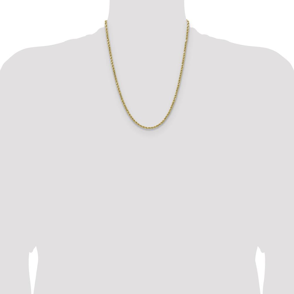 14K Yellow Gold 22" Diamond-Cut Rope Chain Necklace - 3.5mm Width by Oro Pregiato
