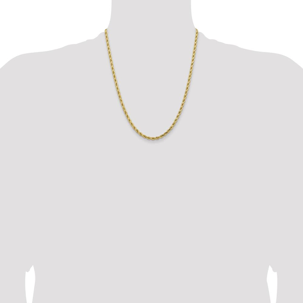 14K Yellow Gold 22" Diamond-Cut Rope Chain Necklace - 4.25mm Width