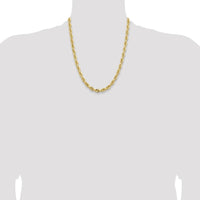 14K Yellow Gold 22" Diamond-Cut Rope Chain Necklace - 7mm Width by Oro Pregiato