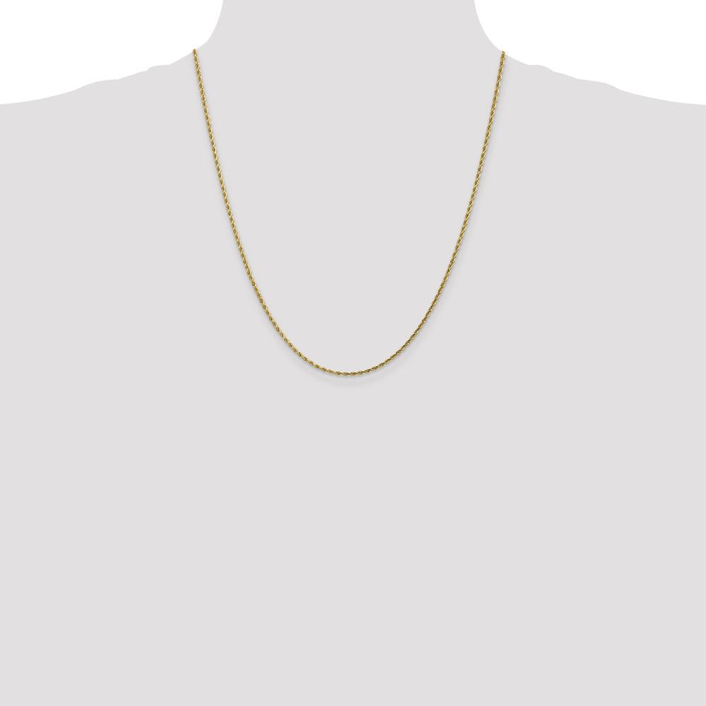 14K Yellow Gold 22" Diamond-Cut Rope Chain Necklace with Lobster Clasp - 1.75mm
