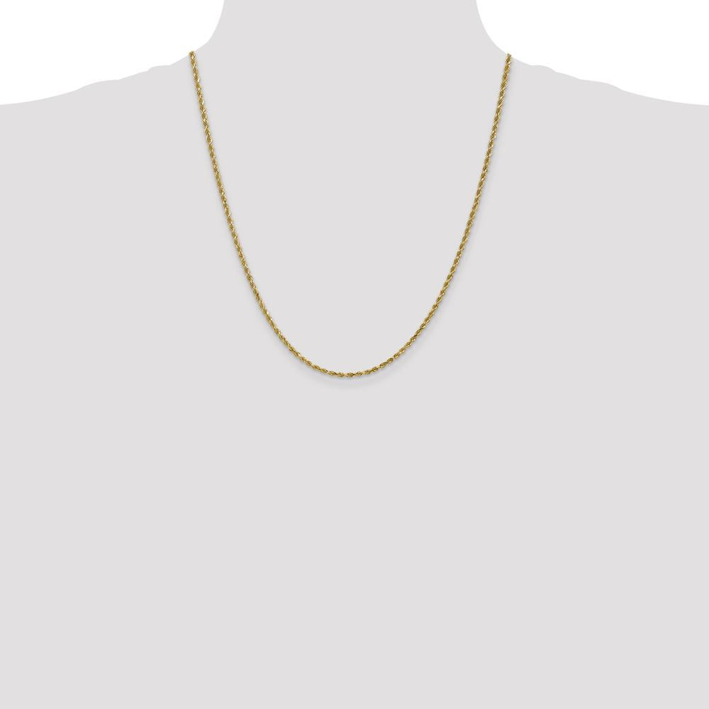14K Yellow Gold 22" Diamond-Cut Rope Chain Necklace with Lobster Clasp - 2.25mm