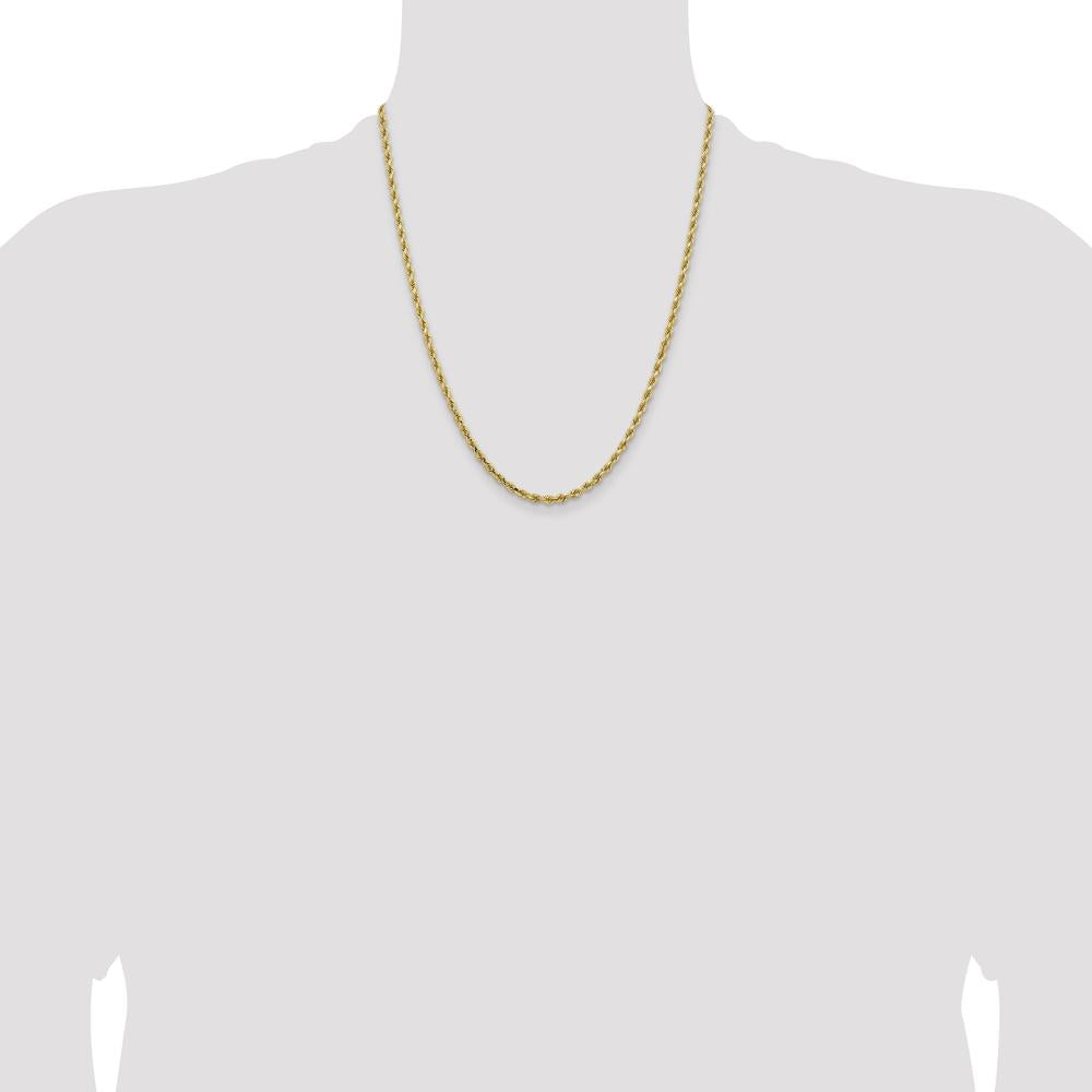 14K Yellow Gold 22" Diamond-Cut Rope Chain Necklace with Lobster Clasp - 3.25mm