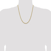 14K Yellow Gold 22" Diamond-Cut Rope Chain Necklace with Lobster Clasp - 3.75mm