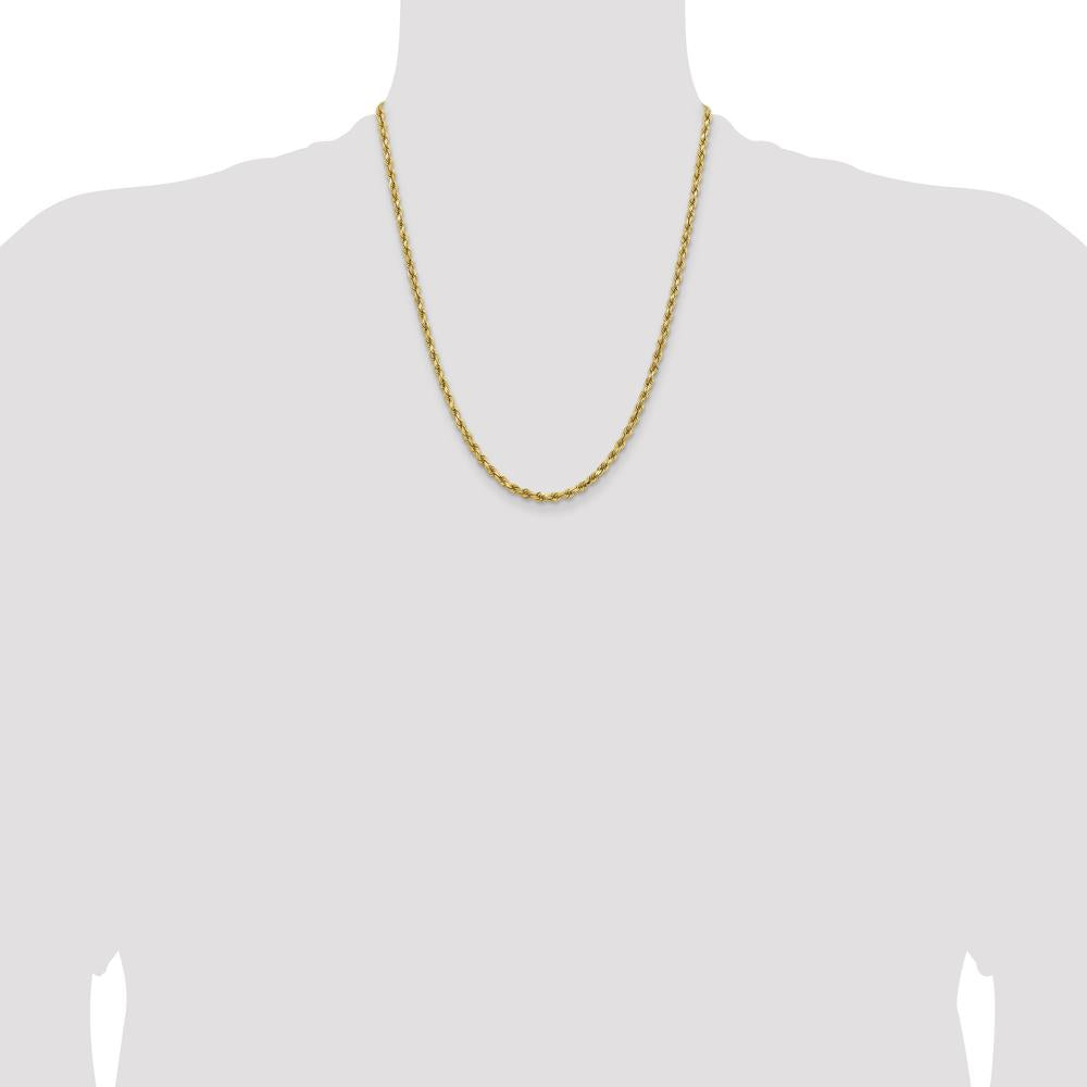 14K Yellow Gold 22" Diamond-Cut Rope Chain Necklace with Lobster Clasp - 3.75mm