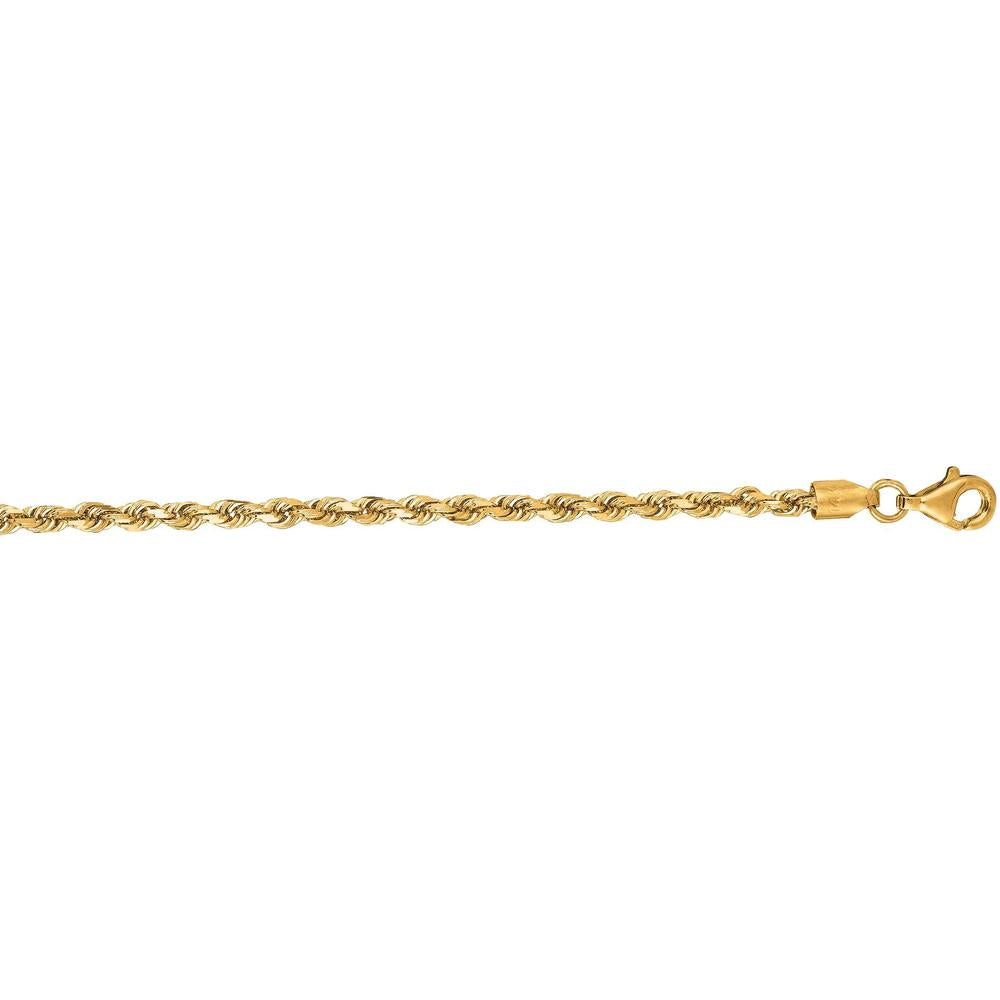 14K Yellow Gold 22" Diamond Cut Rope Chain with Lobster Clasp by Orozza Fine Jewelry