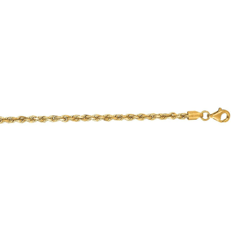 14K Yellow Gold 22" Diamond Cut Rope Chain with Lobster Clasp by Orozza Fine Jewelry