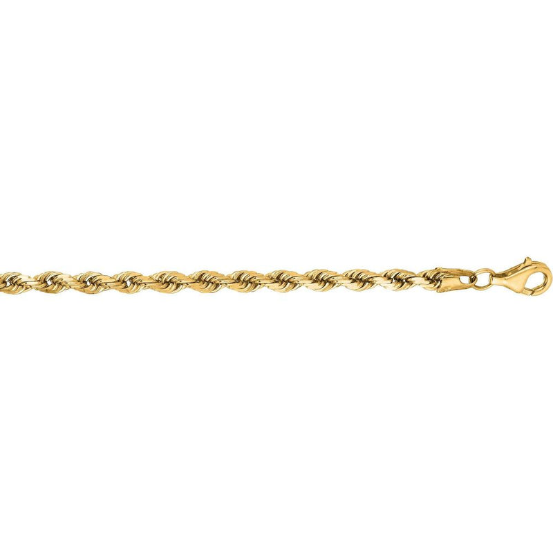 14K Yellow Gold 22" Diamond Cut Rope Chain with Lobster Lock - 4mm by Orozza Fine Jewelry