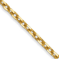 14K Yellow Gold 22" Diamond-Cut Round Open Link Cable Chain - 1.8mm Width by Oro Pregiato