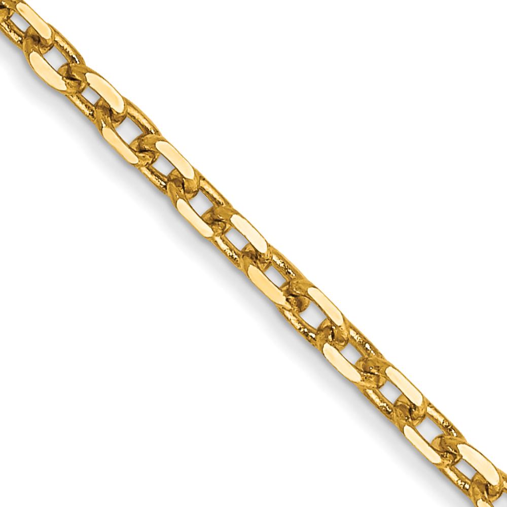14K Yellow Gold 22" Diamond-Cut Round Open Link Cable Chain - 1.8mm Width by Oro Pregiato