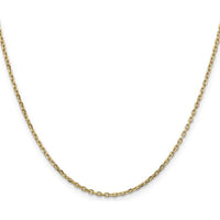 14K Yellow Gold 22" Diamond-Cut Round Open Link Cable Chain - 1.8mm Width by Oro Pregiato