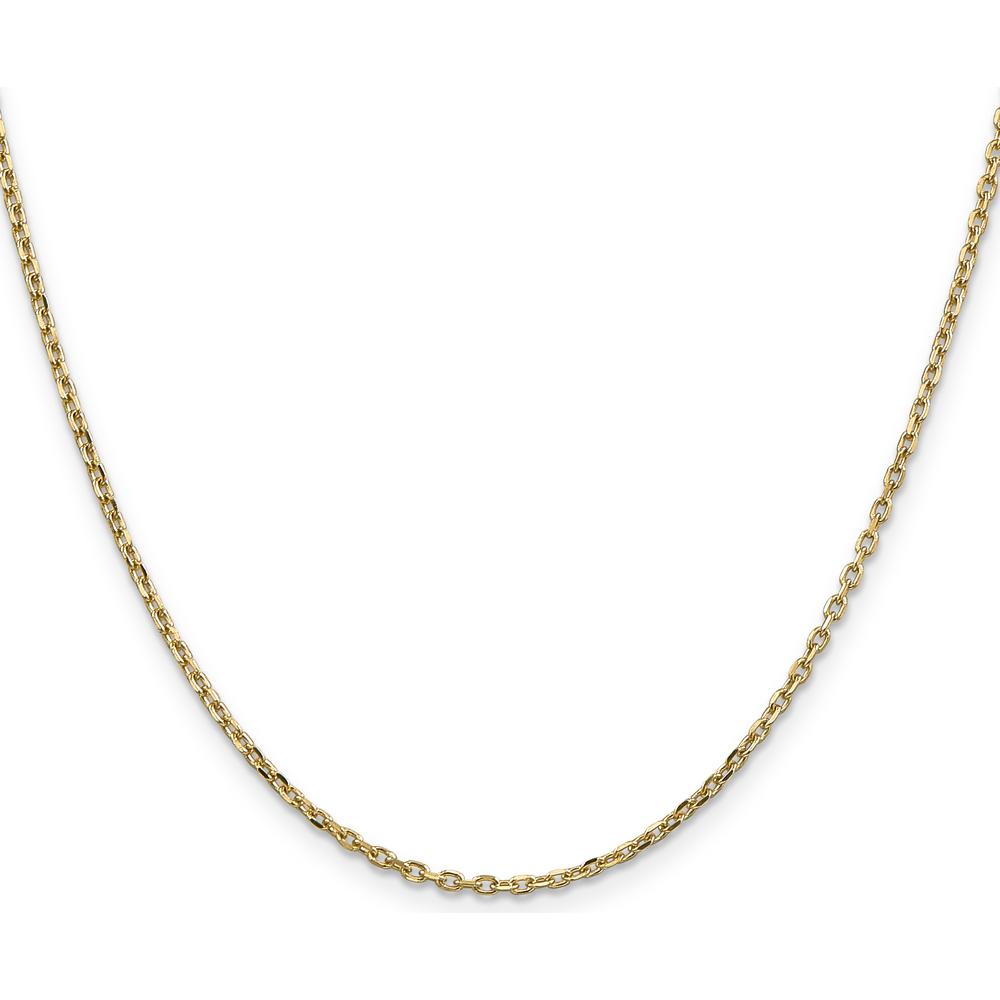 14K Yellow Gold 22" Diamond-Cut Round Open Link Cable Chain - 1.8mm Width by Oro Pregiato