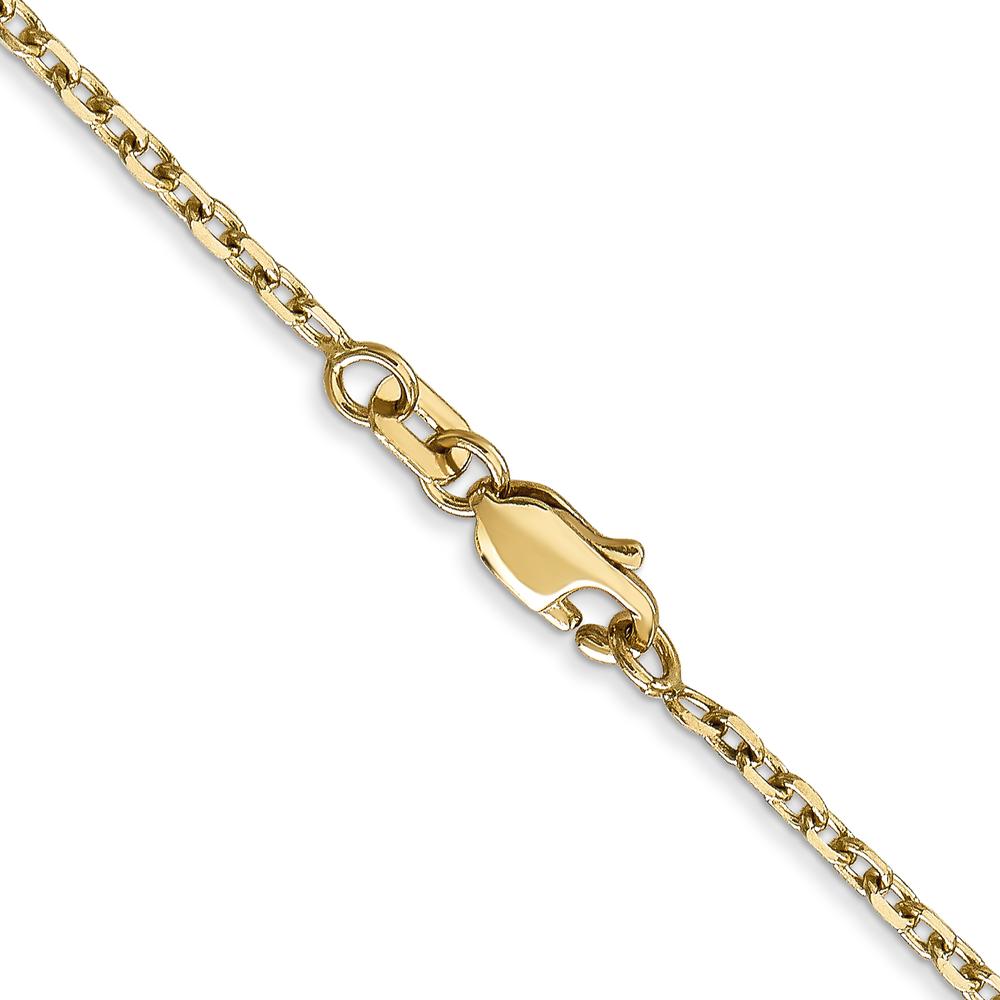 14K Yellow Gold 22" Diamond-Cut Round Open Link Cable Chain - 1.8mm Width by Oro Pregiato