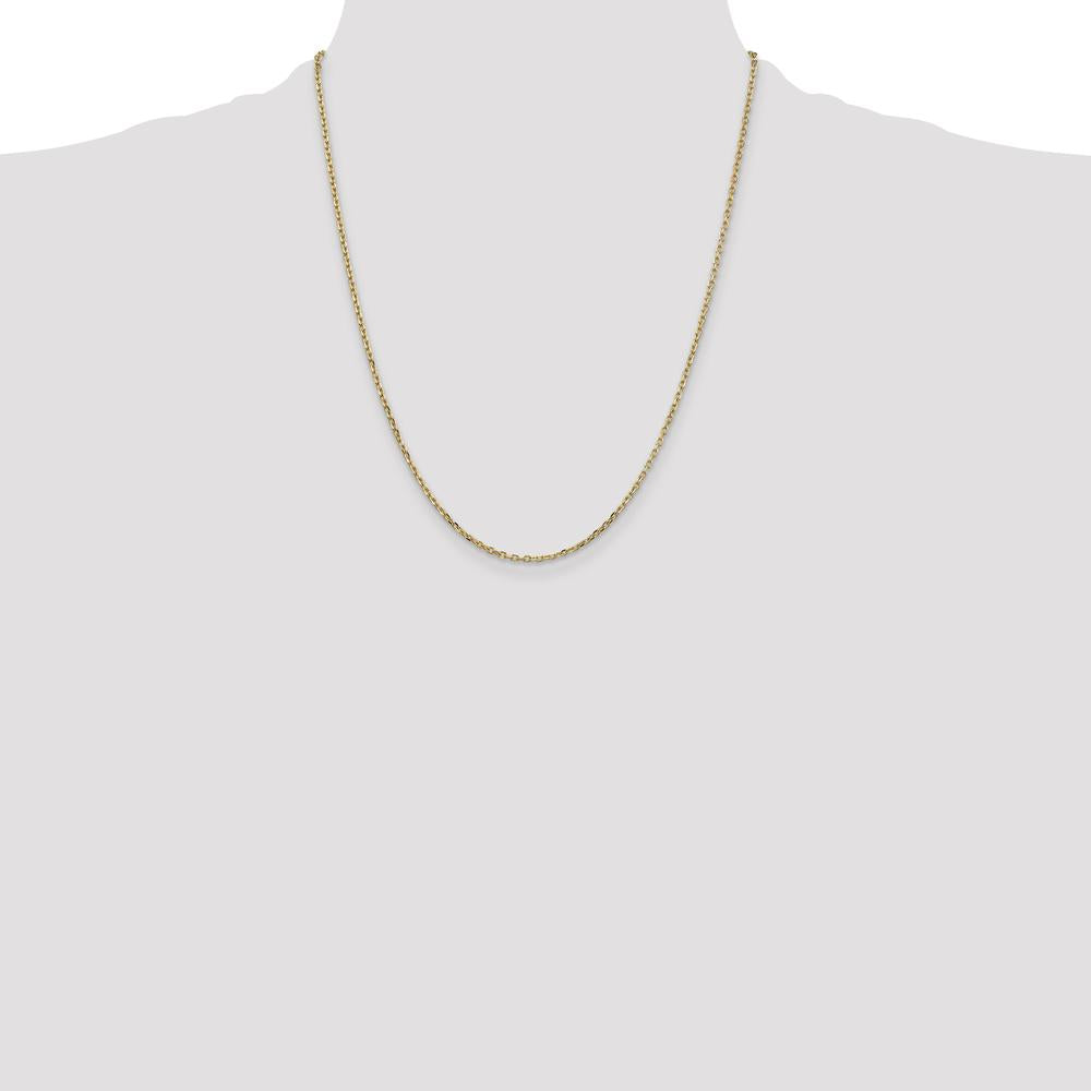14K Yellow Gold 22" Diamond-Cut Round Open Link Cable Chain - 1.8mm Width by Oro Pregiato