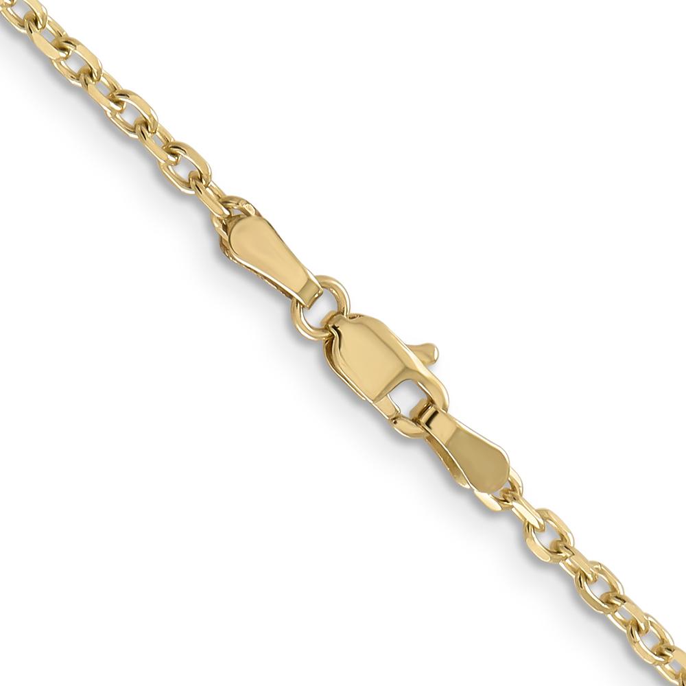 14K Yellow Gold 22" Diamond-Cut Round Open Link Cable Chain - 2.2mm Width by Oro Pregiato