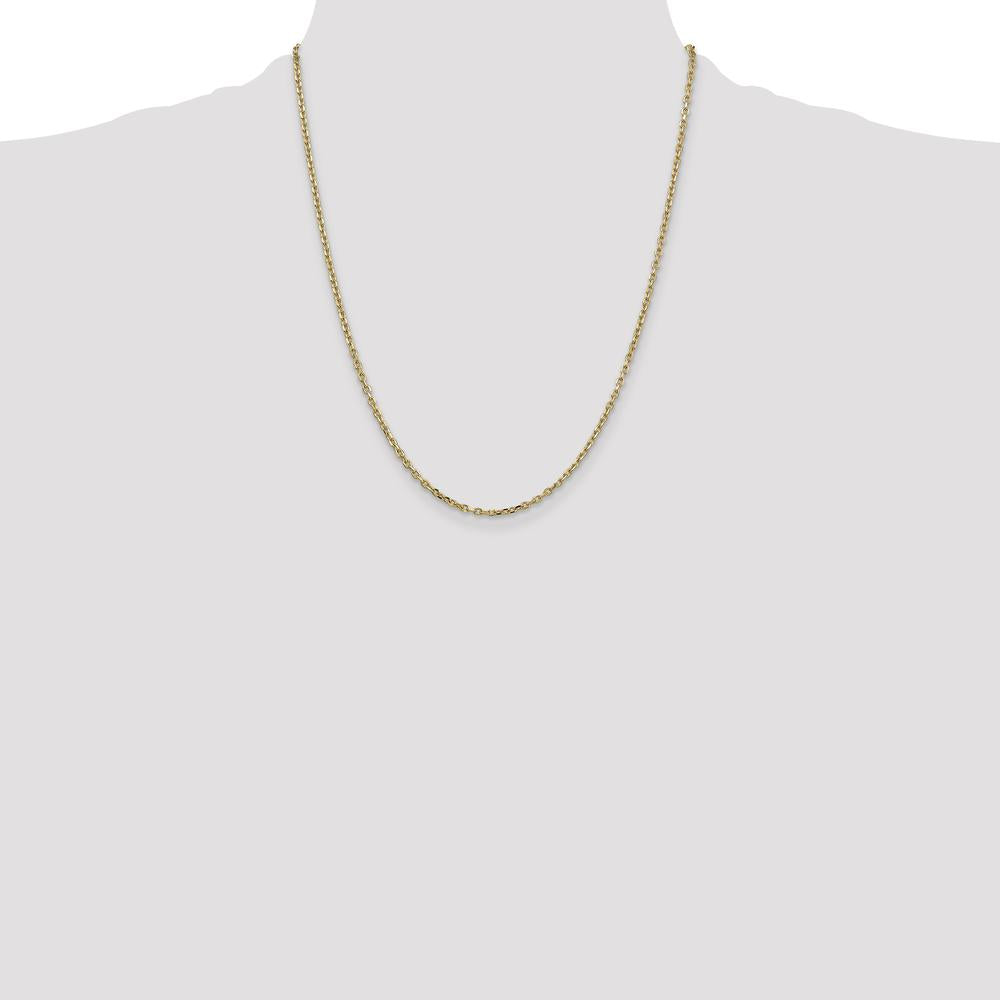 14K Yellow Gold 22" Diamond-Cut Round Open Link Cable Chain - 2.2mm Width by Oro Pregiato