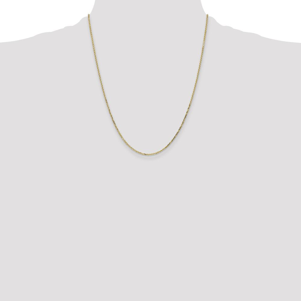 14K Yellow Gold 22" Diamond-Cut Round Open Link Cable Chain Necklace - Polished Finish by Oro Pregiato