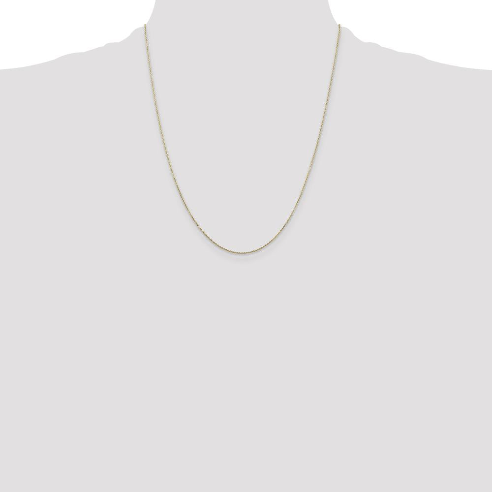 14K Yellow Gold 22" Diamond-Cut Round Open Link Cable Chain with Lobster Clasp - 0.8mm Width by Oro Pregiato