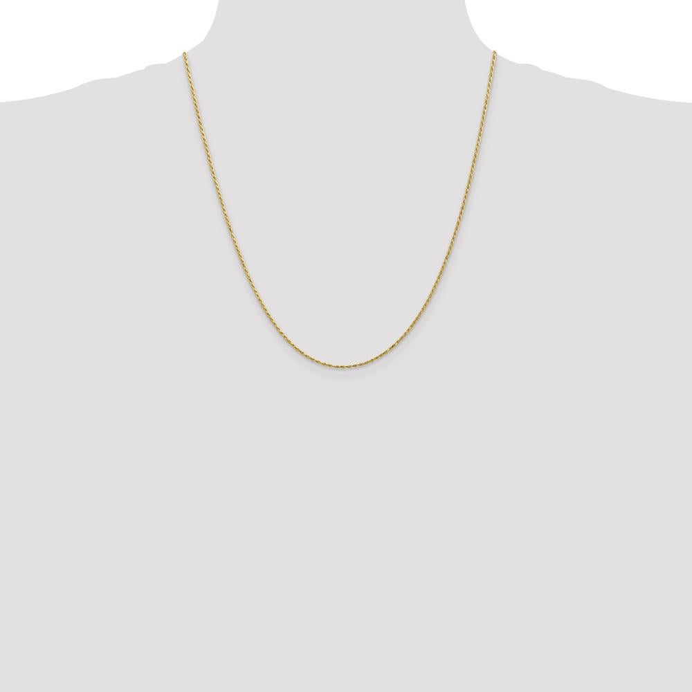 14K Yellow Gold 22" Diamond-Cut Solid Machine Made Rope Chain with Lobster Clasp by Oro Pregiato