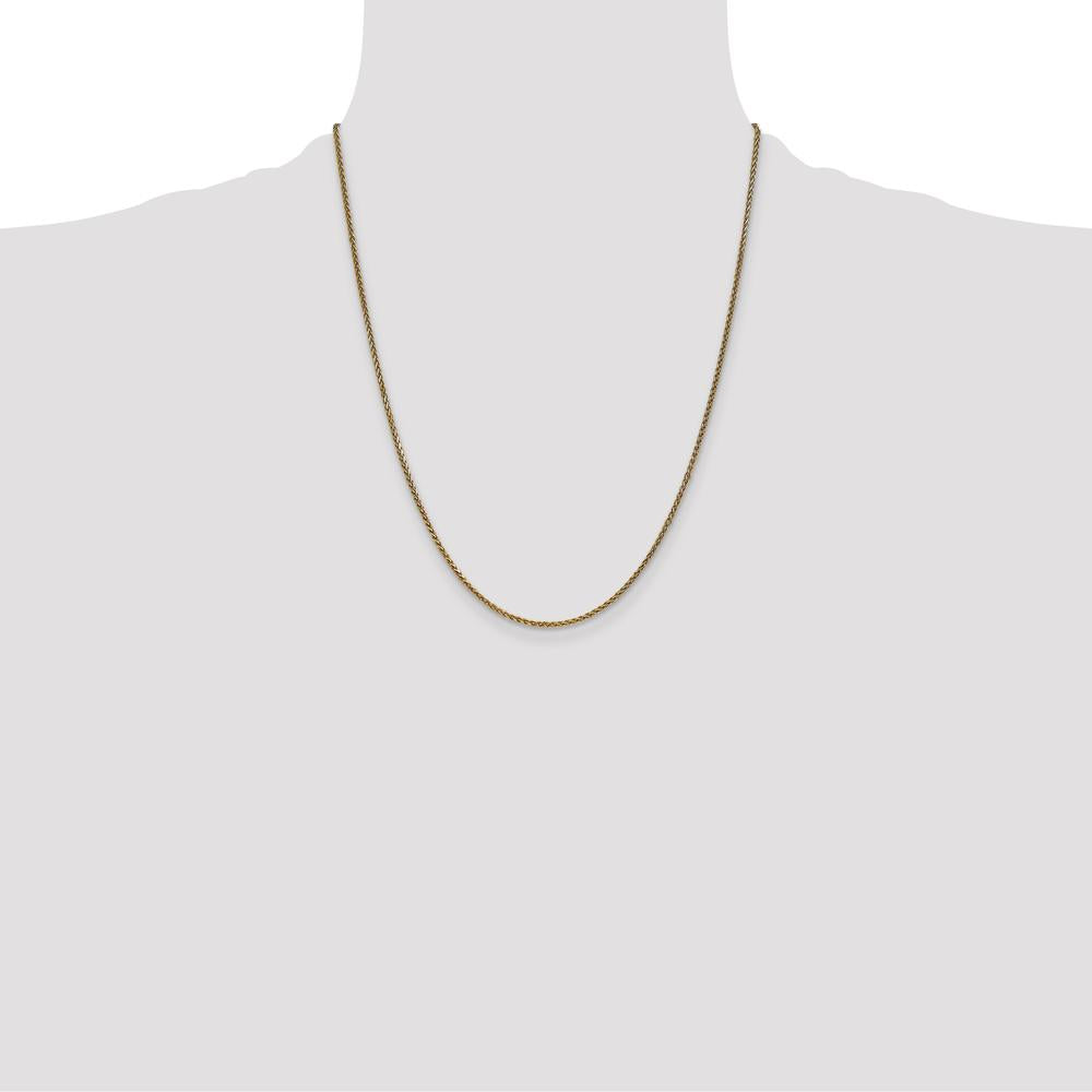 14K Yellow Gold 22" Diamond-Cut Spiga Chain - 1.7mm Width by Oro Pregiato