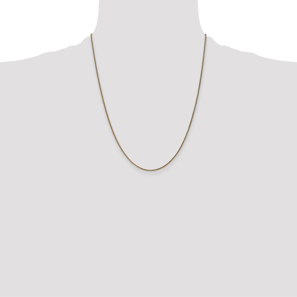14K Yellow Gold 22" Diamond-Cut Spiga Chain Necklace with Lobster Clasp by Oro Pregiato