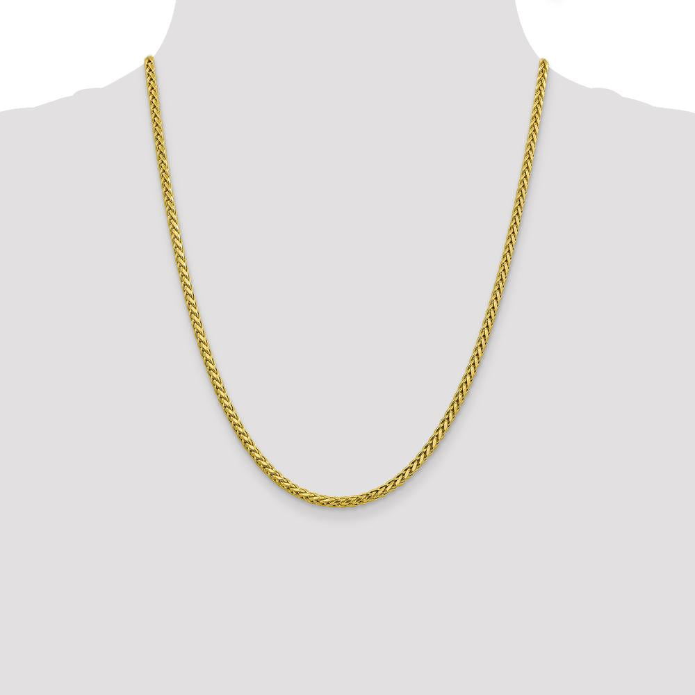 14K Yellow Gold 22" Diamond-Cut Wheat Chain Necklace - 3.1mm Width, Lobster Clasp by Oro Pregiato