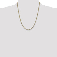 14K Yellow Gold 22" Figaro Chain with Rhodium Pavé Accents - 3.2mm Width by Oro Pregiato
