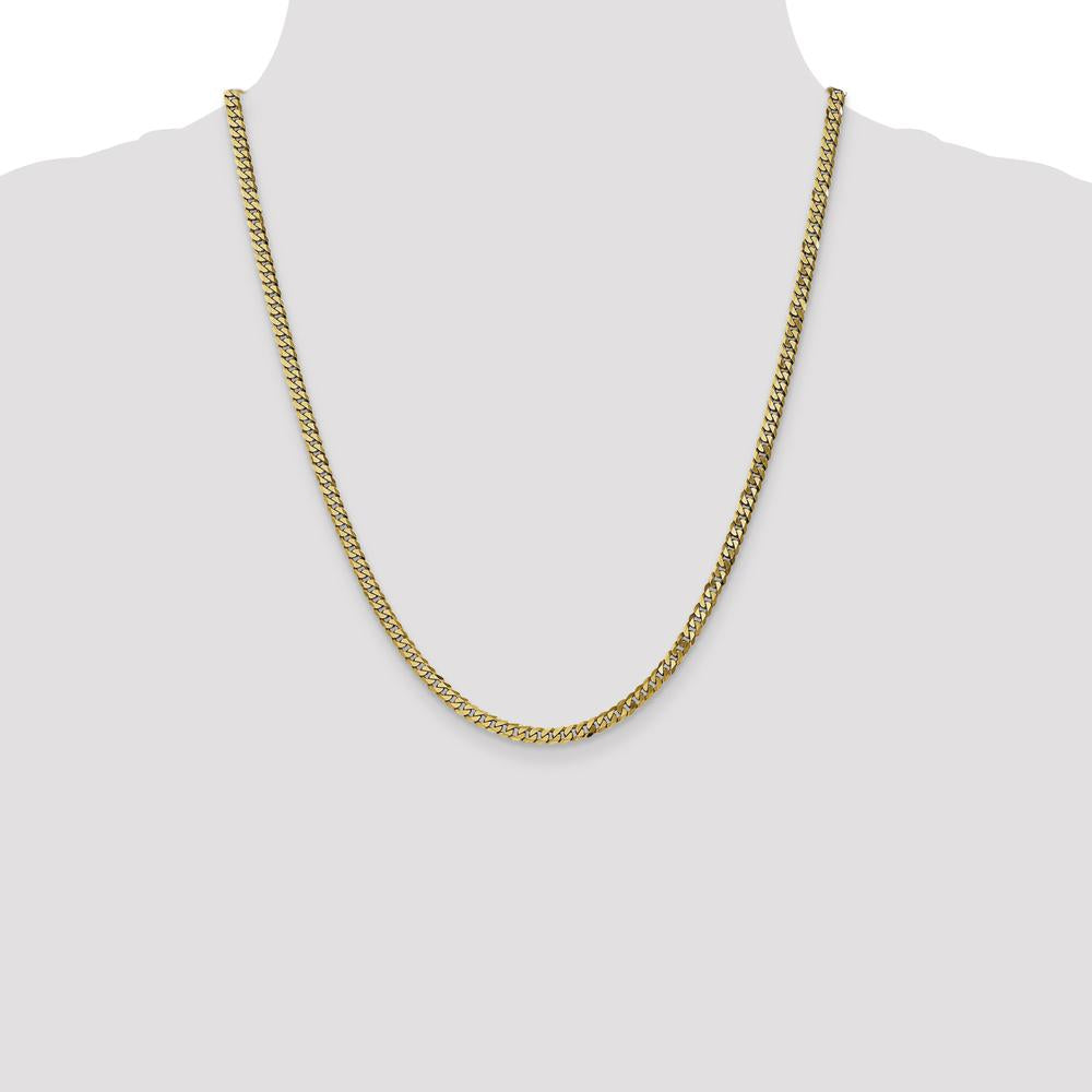 14K Yellow Gold 22" Flat Beveled Curb Chain with Lobster Clasp - 3.9mm Width by Oro Pregiato