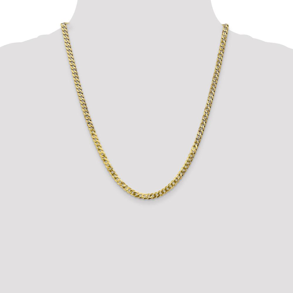 14K Yellow Gold 22" Flat Beveled Curb Chain with Lobster Clasp by Oro Pregiato