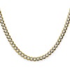 14K Yellow Gold 22" Flat Cuban Chain with Rhodium Accents - Lightweight and Polished by Oro Pregiato