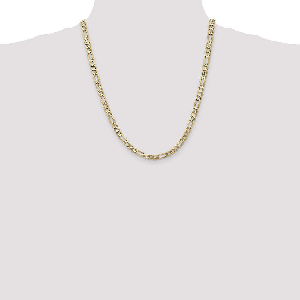 14K Yellow Gold 22" Flat Figaro Chain - 5.25mm Width with Lobster Clasp by Oro Pregiato