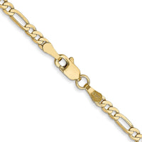 14K Yellow Gold 22" Flat Figaro Chain Necklace - 2.75mm Width with Lobster Clasp by Oro Pregiato