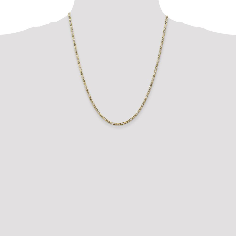 14K Yellow Gold 22" Flat Figaro Chain Necklace - 2.75mm Width with Lobster Clasp by Oro Pregiato