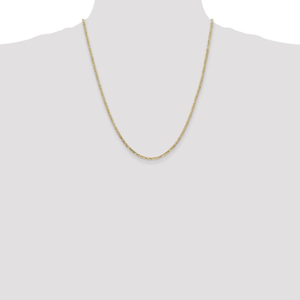 14K Yellow Gold 22" Flat Figaro Chain with Lobster Clasp - 2.25mm Width by Oro Pregiato