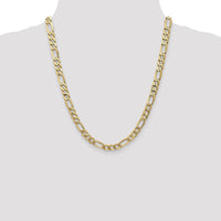 14K Yellow Gold 22" Flat Figaro Chain with Lobster Clasp - 7mm Width by Oro Pregiato