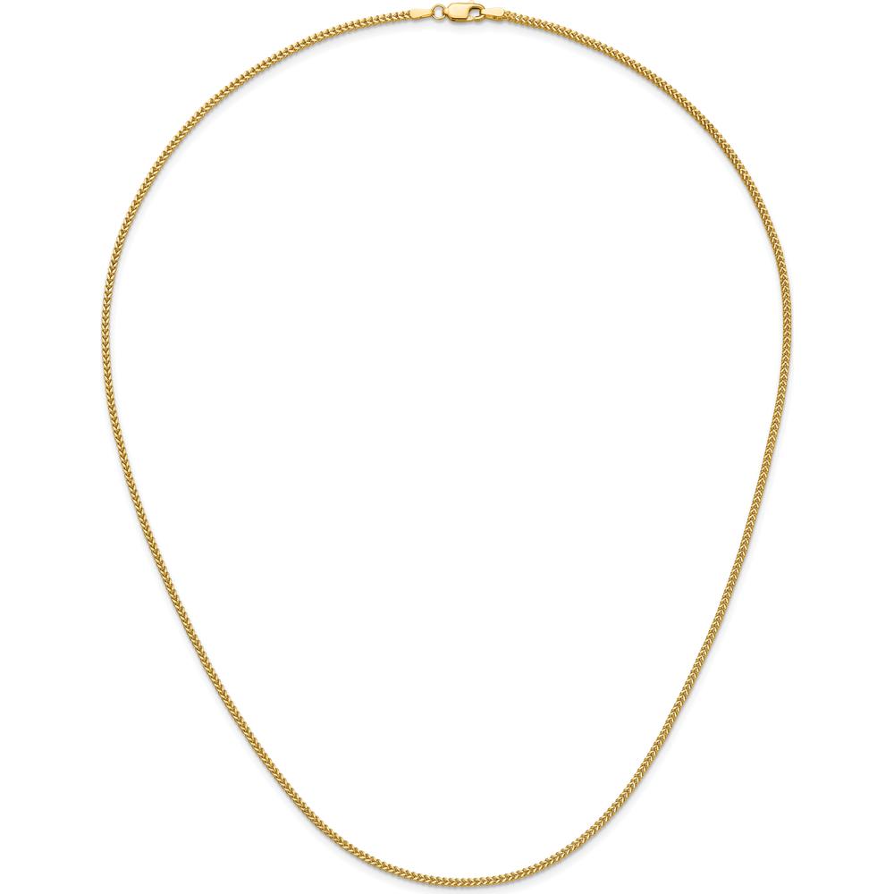 14K Yellow Gold 22" Franco Chain Necklace - 1.4mm Width with Lobster Clasp by Oro Pregiato