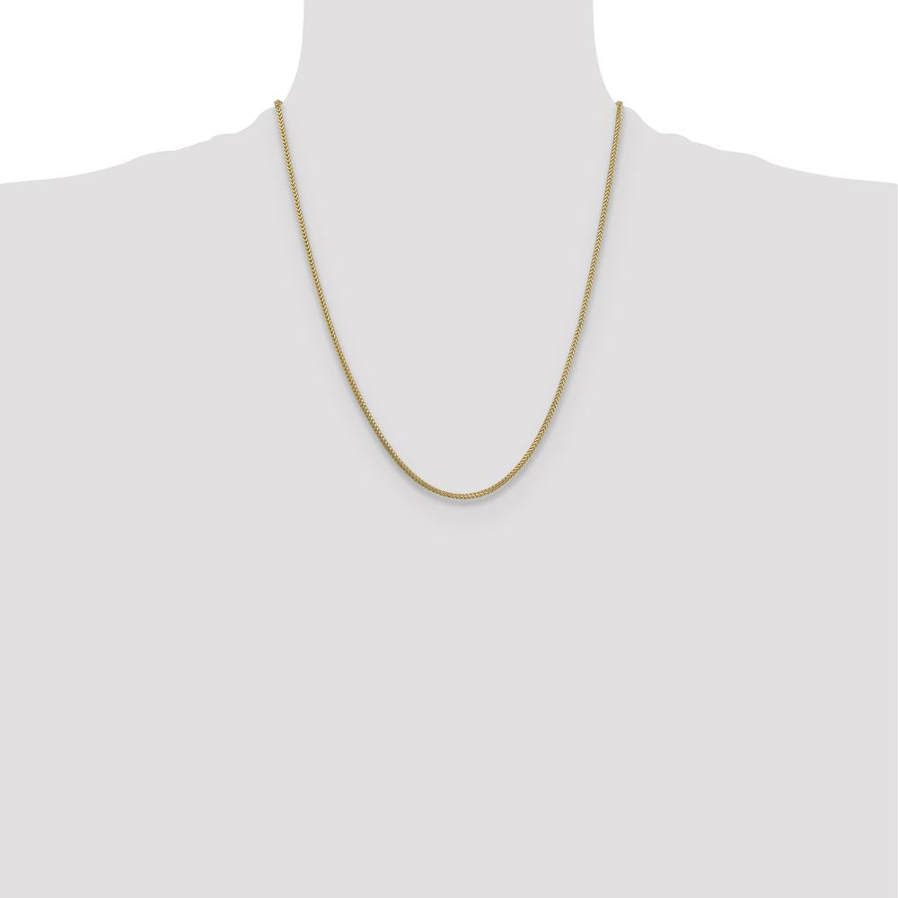 14K Yellow Gold 22" Franco Chain Necklace with Lobster Clasp - 1.3mm Width by Oro Pregiato